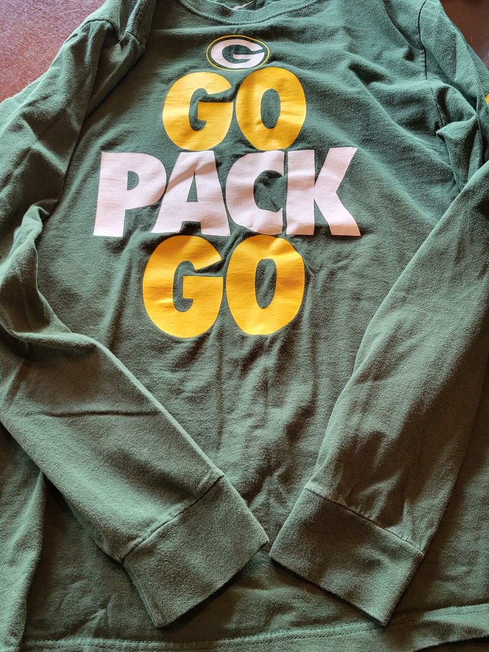 Nike Green Crewneck Sweater with Yellow and White 'GO PACK GO' Graphic